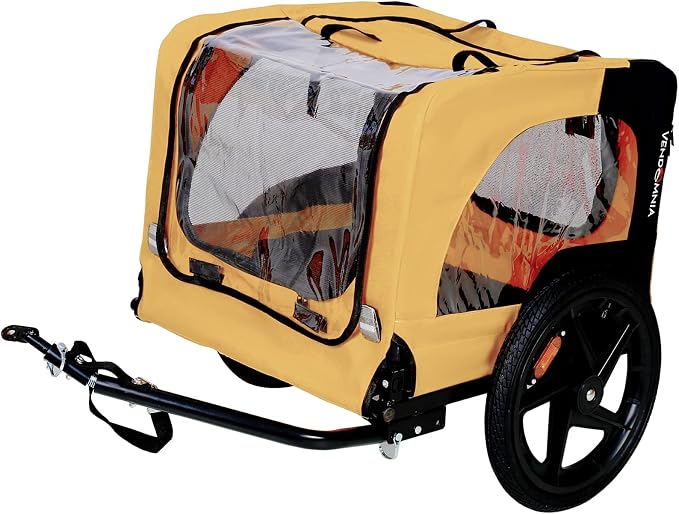 ZeHuoGe Pet Bike Trailer for Small to Medium Pets, Pet Cart Bicycle Wagon,23.62”x17.71” Roomy Cabin, Foldable & Portable, Universal Fit for 20”-29” Bikes