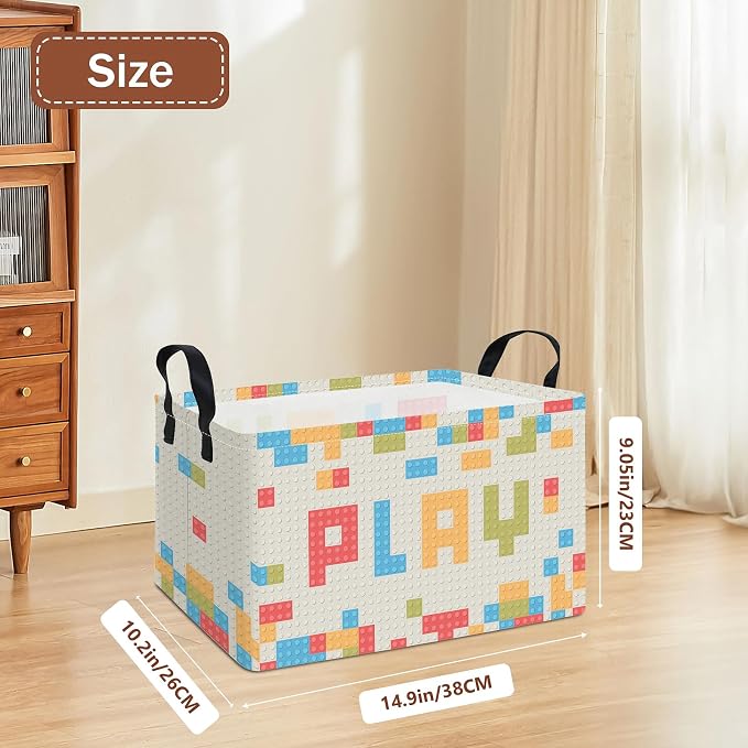 Rectangular Building block Storage Basket | Gifts Bag for Books,Clothes,Gifts,Pets-Perfect for Home,Office,Nursery,Dorm,Shelf