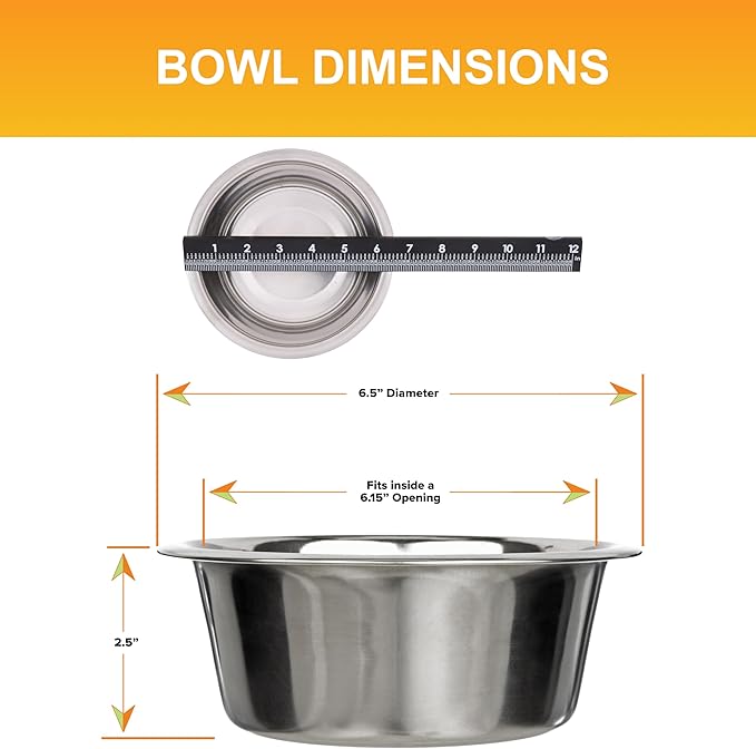 Neater Pet Brands 3.5 Cup (28 oz.) Stainless Steel Dog Bowls, Set of 2 Neater Feeder Replacement Bowls (Medium Deluxe Model), Dog Food Bowl & Water Bowl, Dishwasher Safe Metal Dish for Medium Dogs