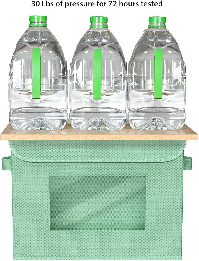 Univivi Fabric Foldable Storage Bins with Lids, 4 Pack, Green | Stackable Closet Storage Bins, Fabric Closet Organizers and Storage with Lid & Clear Window for Home, Office, Bedroom