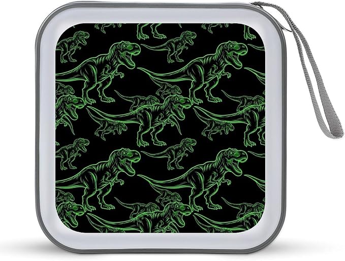 40-Disc CD/DVD Organizer Wallet Dinosaurs, Heavy-Duty Hard Plastic Binder, Portable Storage Case with Carry Strap for Car