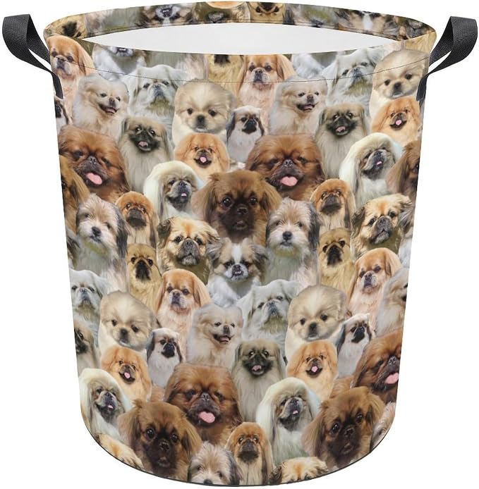 Pekingese Dog Lover Gifts, Cute Pekingese Dog Print Laundry Basket, Dirty Clothes Basket, Foldable Waterproof Storage Basket for Bedroom Bathroom, Large Storage Basket for Pekingese Dog Mom