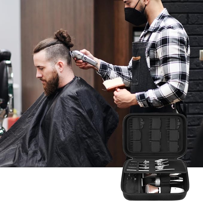 Boobowl Barber Accessories Bag for Clippers and Supplies, Hair Clipper Box | Portable Mens Clipper Storage Holder Organizer for Hair Cutting, Guard Grooming Kit and Barbers Supplies (Bag Only) -Black