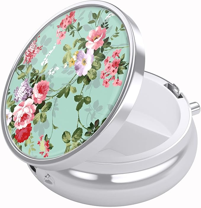 Nipichsha Pill Box, Small Pill Case for Purse & Pocket, Cute Travel Medicine Organizer, Portable Medicine Container Holder to Hold Vitamins, Medication, Fish Oil & Supplement, Graceful Peony | Cute Travel Medicine Organizer, Portable Medicine Container...