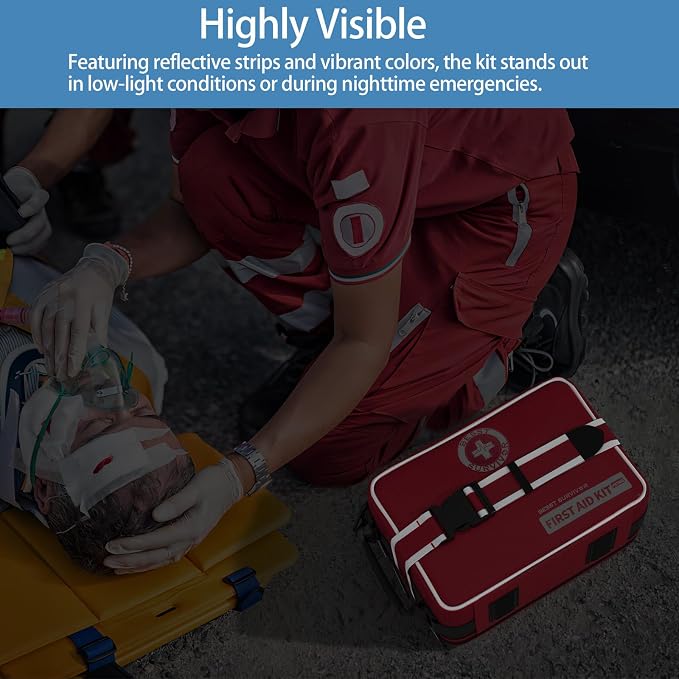 Besst Survivor 401 Pieces First Aid Kit with 2 Chest Seals & Israeli Bandage -Waterproof, Expandable Trauma Bag for Home, Car, Camping, Outdoor Emergency (Labeled Compartments, MOLLE Mountable)