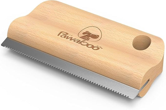 Pawaboo Deshedding Brush for Dogs & Cats, Dog Hair Removal Comb with Ergonomic Gripping, Wooden Grooming Shedding Brush for Short Hair Dogs and Cats, Hangable Pet Cleaning Comb Supplies, 5.1 Inch
