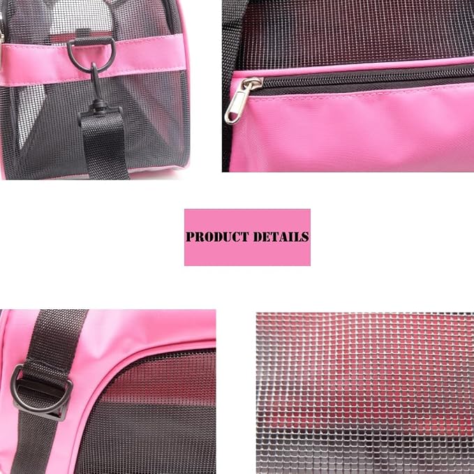 ZaneSun Cat Carrier,Soft-Sided Pet Travel Carrier for Cats,Dogs Puppy Comfort Portable Foldable Pet Bag Airline Approved (LightPink)