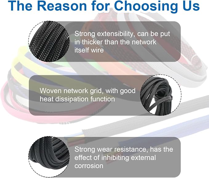 Heyiarbeit 10m/32.8ft PET Expandable Braid Cable Sleeving Flexible Wire Mesh Sleeve Black 4mm