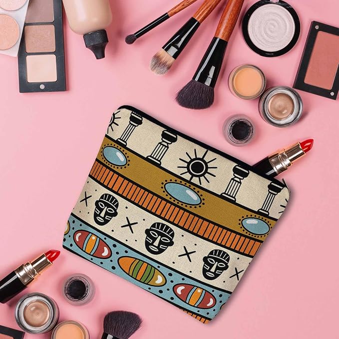 African Pattern Cosmetic Bag - Tribal Ethnic Makeup Toiletry Bags for Women