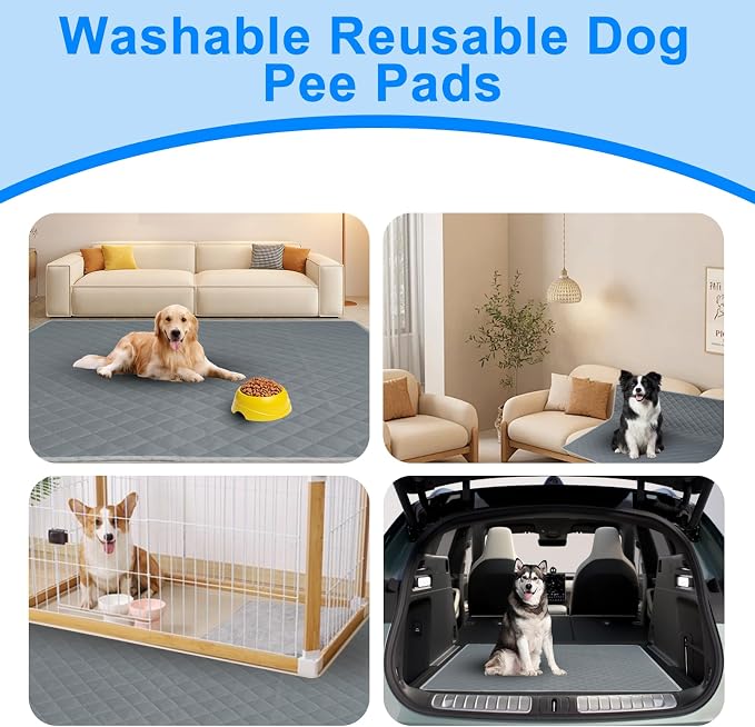 Washable Pee Pads for Dogs 72"×72" Reusable Puppy Pads Extra Large, Waterproof Pet Training Pads Leakage Non-Slip, Dog Pee Pads Whelping Pads for Playpen, Crate, Sofo, Car, Bed
