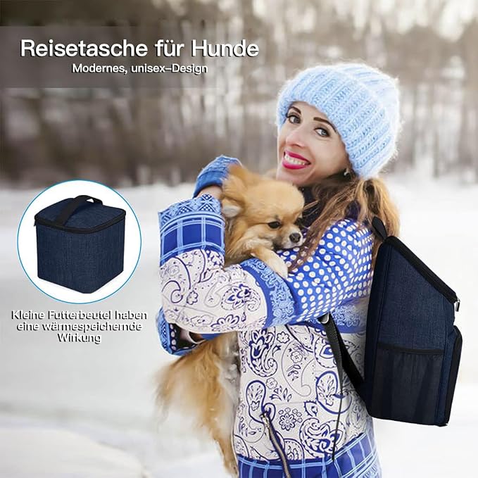 BAGLHER丨Dog Travel Bag, Airline Approved Pet Supplies Backpack, Dog Travel Backpack with 2 Silicone Collapsible Bowls and 2 Food Baskets