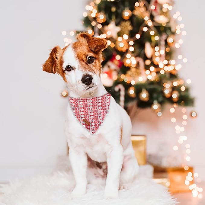 Christmas Dog Bandana - Snowman Triangle Bid Scarf for Girl Boy, Cotton Pet Kerchief, Cute Red, Adjustable Winter Puppy Accessory for Small Medium Large Dogs