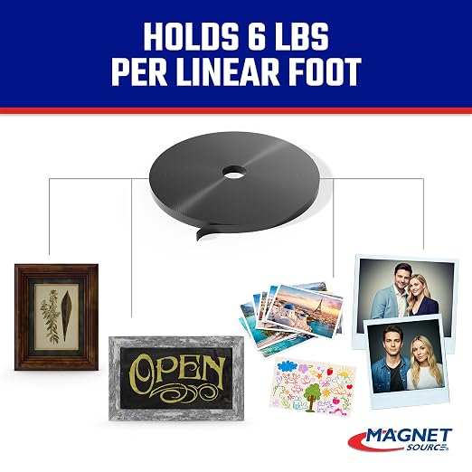 Master Magnetics Flexible Magnet Strip - One-Sided Magnetic Strip, Cuttable Magnet, 0.5" Wide, 0.06" Thick, 100 Feet, ZGN10PBX