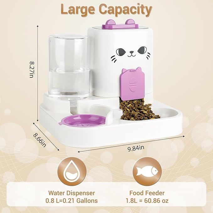 Gravity Pet Feeder Water Dispenser Combo for Cats & Dogs – 2-in-1 Automatic Food & Water Station, Large Capacity, Non-Slip Base, Easy to Clean, Travel Ready (red)