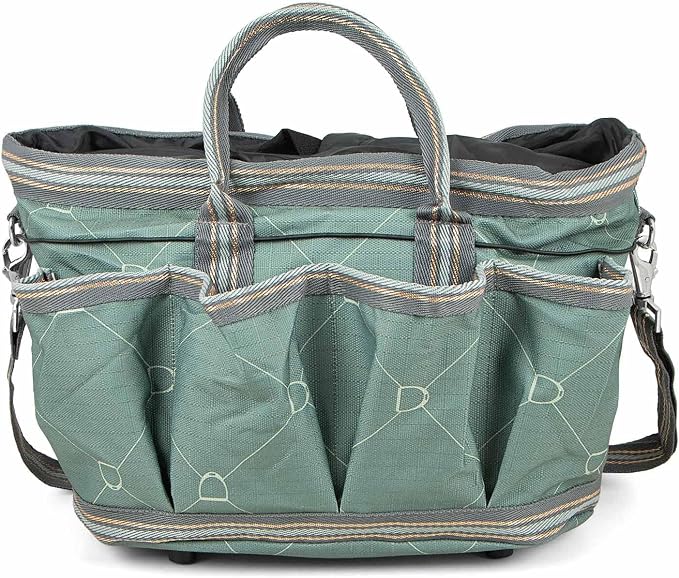 Jeffers Poplar Head Grooming Bag – Horse Grooming Organizer Tote with Pockets for Brushes, Tools, Clippers, Shampoo, Detangler – Stable Barn Kit Carrier for Horses, Pets, Spruce Stirrup Irons