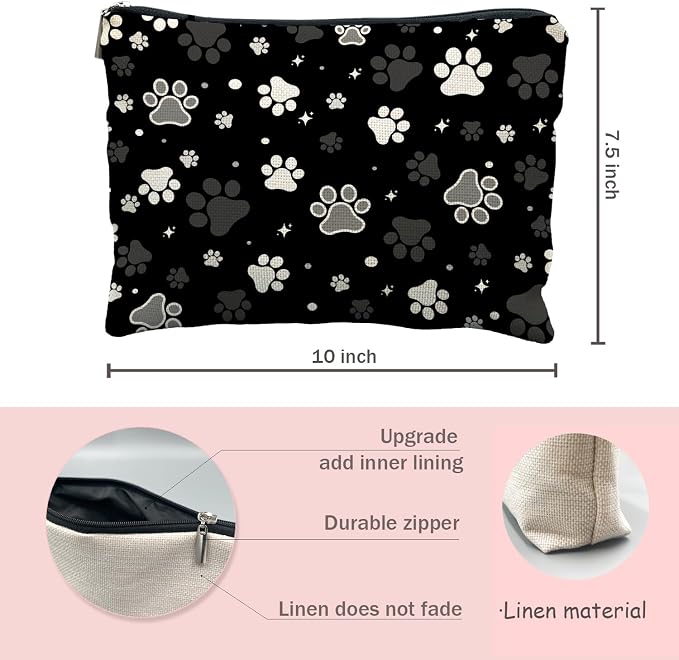 Paw Print Makeup Bag - Dog Gifts for Women, Cosmetic Bag for Dog Lovers
