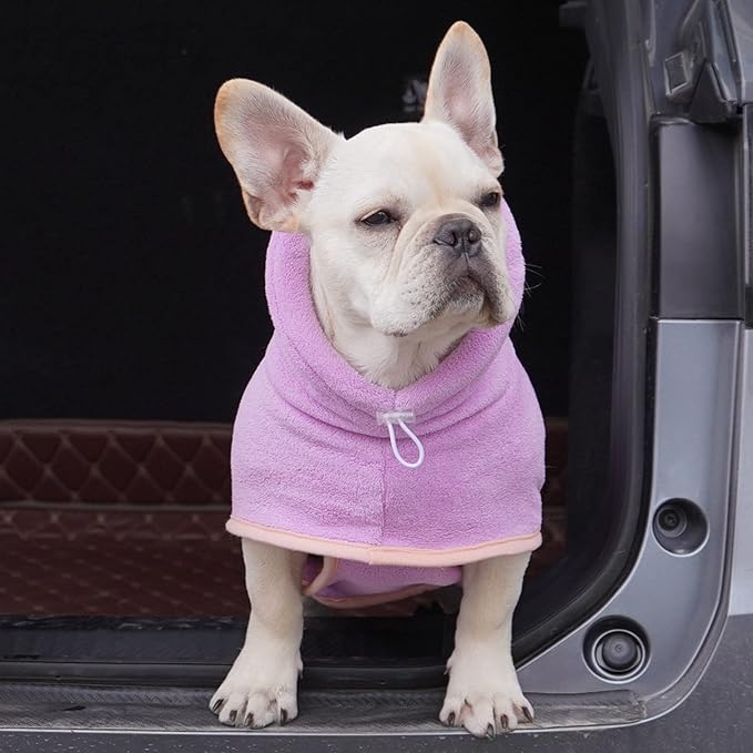 Dog Bathrobe Towel, Cat Bathrobe Microfiber Fast Drying Absorbent Hooded Bath Towel for Puppy Small Medium Large Dog Cat(Purple,XL)