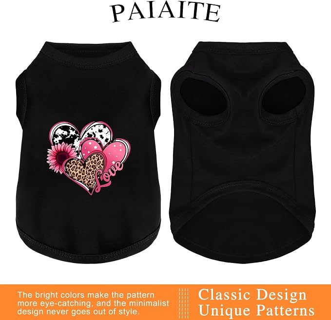 Discover Cozy Cotton Canine Wear: Soft, Lightweight, and Breathable Dog Shirt Vest with Eye-Catching Graphics (Hearts and Love), Keeping Your Furry Friend Comfy! Red M