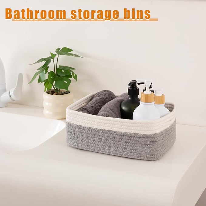 OIAHOMY 4 PACK 7L Storage Baskets for Organizing Storage Bins Grey | Small Bins for Shelves Small Storage Basket Shelf Baskets Organizer Baskets for Gifts Empty Cute Decorative Storage Bins