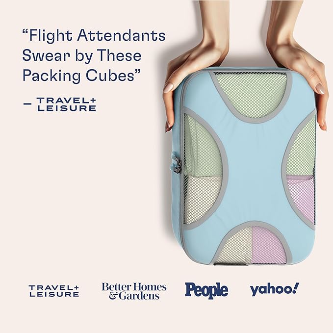 Shacke 5 Set Packing Cubes for Travel with Laundry Bag (Sky Blue) | Suitcase Organizer Bags Set: 4 Water-Resistant Luggage Cubes, XL to Small, + Laundry Bag for Carry-On or Checked