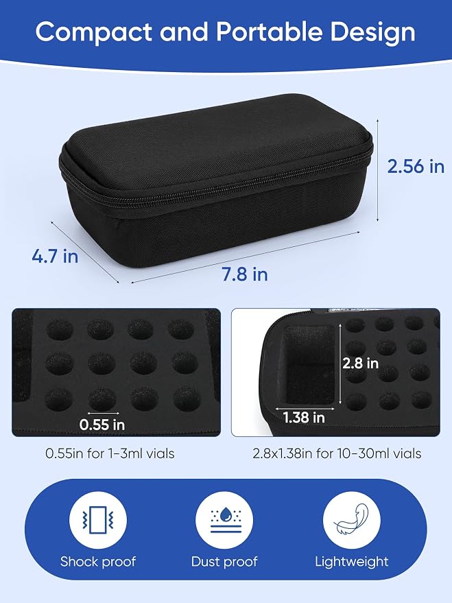 Peptide Case for Fridge | Vial Case for 3ml/30ml, Peptide Vial Storage Safe | Compact & Portable Peptide Case, Easily Wipes Clean, Lightweight, TSA Approved, Weight Loss Peptides Storage Case