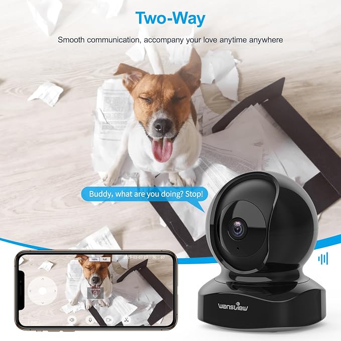 wansview 2K Indoor/Pet Cameras for Home Security, 2.4G WiFi Only, Q5 3MP B