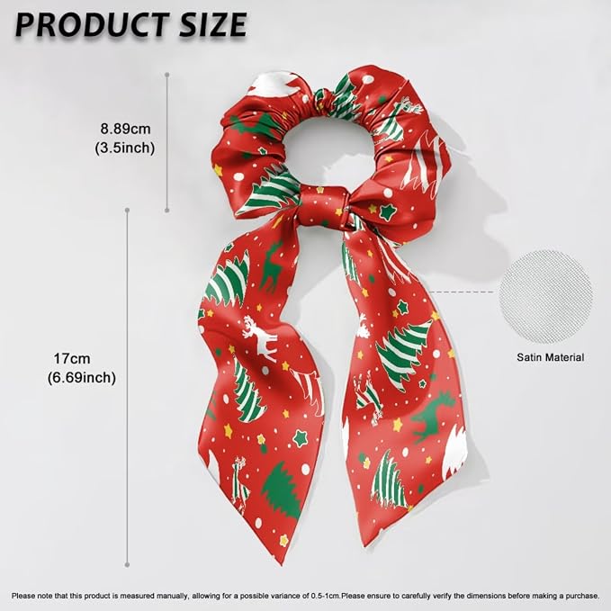 COEQINE Dog Bandanas Bulk Christmas Tree Cake Deer Pattern Red Bow Hair Tie for Women Cute Pet and Owner Matching Outfits for Holiday Festival Costume