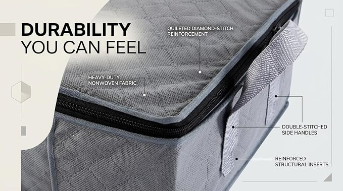 Storage Clothes Bins Closet Bags - 35L Containers Organizer Boxes Clothing Bin Organization for Organizing Blanket Pillow Sheet Sweater, Foldable Bedroom Small Storage Totes With Lids Zipper, 3pc Pack