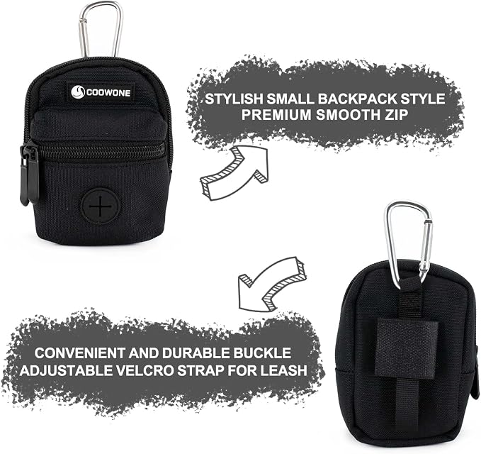 Dog Treat Pouch Dog Poop Bag Holder for Leashes, Pets Snack Container With Inner Small Bag, Puppy Supplies Perfect for Training and Walking - Hands Free Dog Waste Bag Dispenser -Dog Travel Accessories