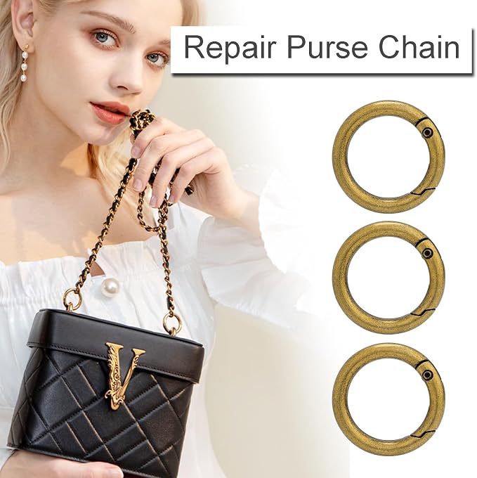 CooBigo 3/4 Inch Trigger Spring O Rings, Metal Round Carabiner Clip Snap Hook, Keyring Buckles for Replacement Purse Strap, Paracord Lanyard , Keychain Rings Hardware DIY Crafts Making 10Pcs Bronze