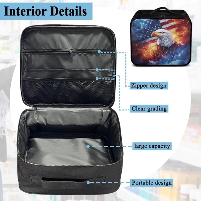 Rnyleeg American Flag Eagle First Aid Kit Bag for Men First Aid Kit for Home Travel Medicine Pouch Organizer Emergency Medical Kit