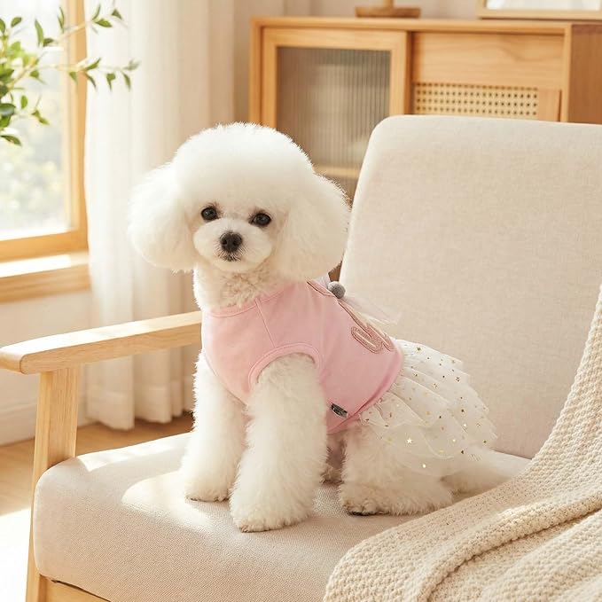 FLAdorepet Happy Easter Dog Dress Pink Bunny Pet Cat Puppy Dresses Tutu Skirt Summer Small Dog Girl Shirt Clothes Rabbit Costume (Rabbit, Medium)