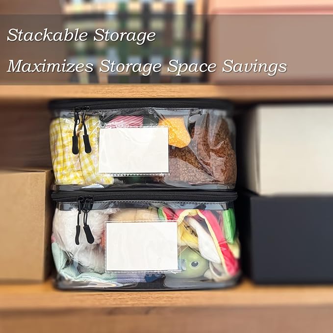 Upgraded Large Storage Toy Organizer, Clear Toy Bags with Label & Manual Pocket for Puzzles (8PCS)