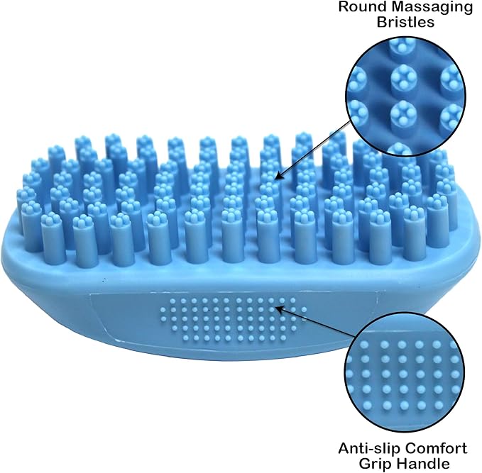 Pet Bath Massaging Dog Brush Great Grooming Comb for Massaging and Shampooing Dogs, Cats, Small Animals with Short or Long Hair - Soft Rubber Bristles Gently Removes Loose & Shed Fur from Your Pet