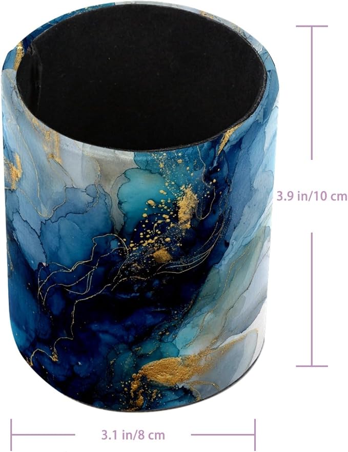 Blue Marble Texture Pen Holder, Pencil Cup Marker Brush Holder Desk Storage Case, Desktop Organizer for School Office Home Supplies