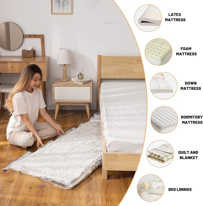 Mattress Vacuum Bag 94.5x47.2 in Space Saver Vacuum Storage Bags Oversized Vacuum Bags Twin Mattress Vacuum Bag King Mattress Bag Vacuum Sealer Bag for Memory Foam Mattress Moving Shipping Storage