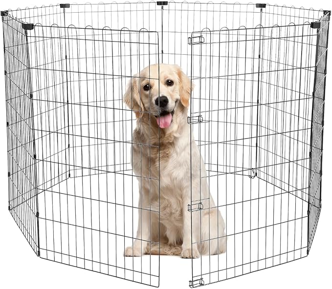 42" H Dog Playpen, 8 Panels Foldable Metal Pet Exercise Pen NO Door | Pet Dog Fence for Medium-Large Dogs, Indoor/Outdoor Use Metal Playpen, Portable Fence for Yard Garden Camping, Black