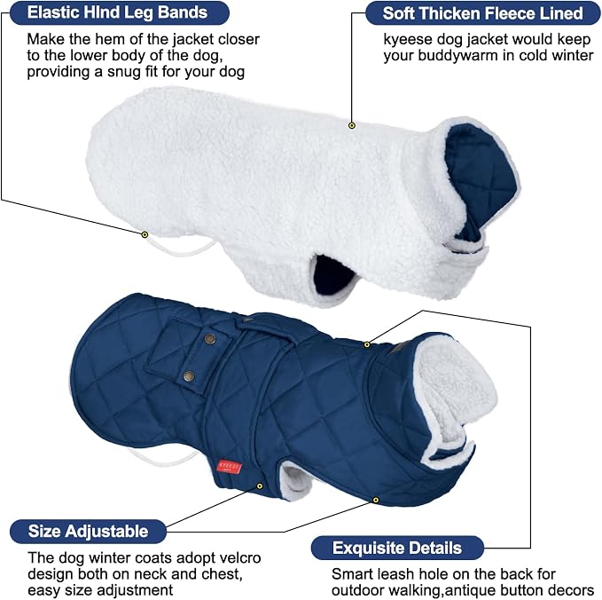 KYEESE Waterproof & Windproof Dog Coat for Large Dogs Puffer Jacket
