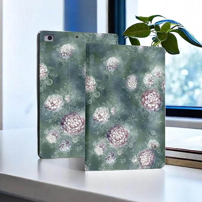 for Microsoft Surface Pro X/Pro X Plus-13 2019/2020/2021/2024 Tablet Case,Auto Wake/Sleep,Adjustable Stand Protective Cover - Vintage Peony Pattern