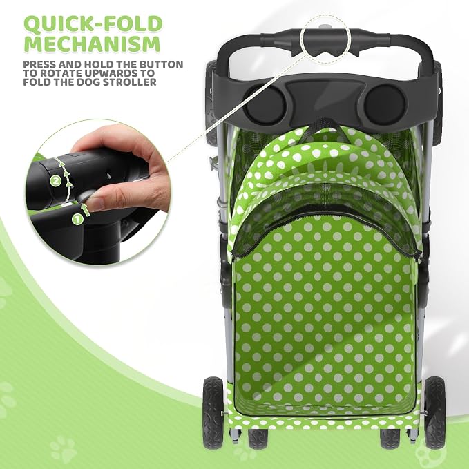 Magshion 3-in-1 Foldable Pet Stroller for Small to Medium Dogs and Cats | Dog Travel Jogger with Detachable Carrier, Cup Holder & Storage Basket, For Small/Medium Dogs & Cats Up to 33 lbs