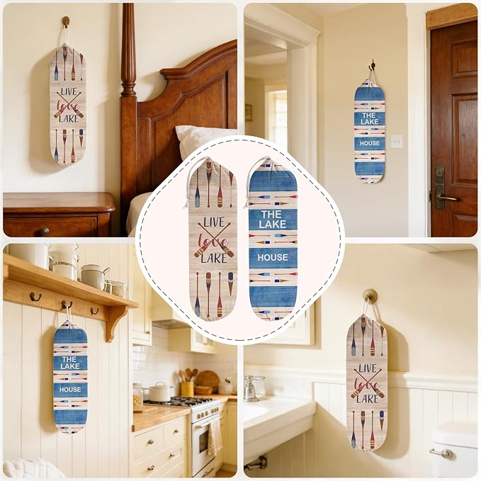 2Pcs Lake House Plastic Bag Holder for Kitchen Essentials, Reusable Hanging Grocery Bag Organizer, Washable Large Grocery Trash Bags Storage Dispenser Lake House Decor for the Home
