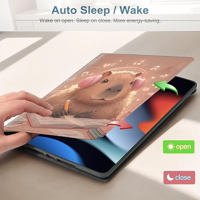 for Samsung Galaxy Tab S10 Ultra 2024/S9 Ultra 2023/S8 Ultra 2022 14.6 Inch Tablet Protective Cover with Adjustable Stand and Magnetic Auto Wake/Sleep,Capybara Headphone
