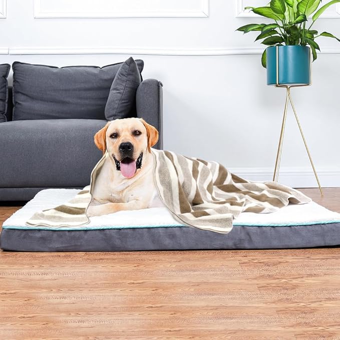 KinHwa Dog Towel Super Absorbent Pet Bath Towel Microfiber Dog Drying Towel for Small, Medium, Large Dogs and Cats 30inch x 50inch 1 Pack Light-Brown