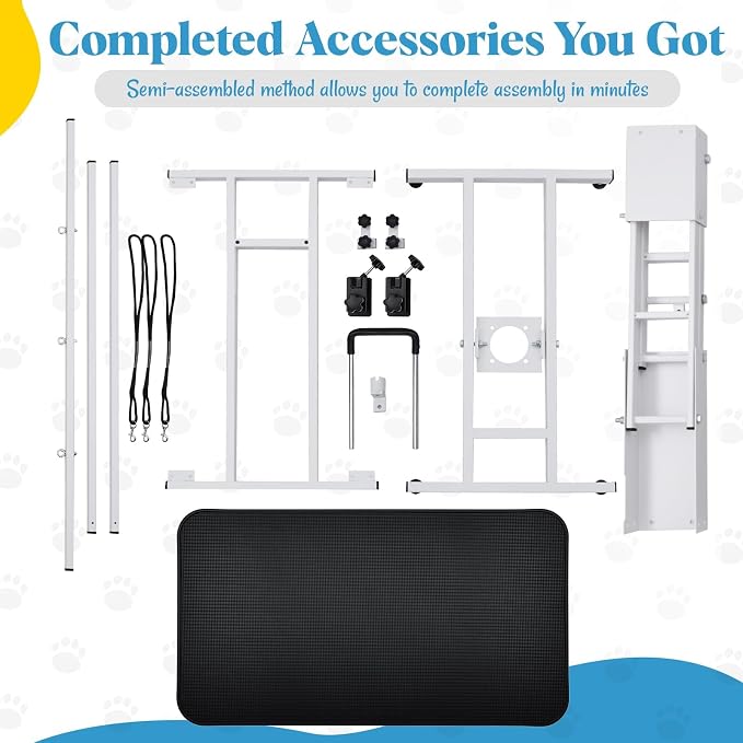 GarveeLife 43.3" Hydraulic Dog Grooming Table for Pet, Heavy Duty Structural Hydraulic Max Load 350Lbs Professional Pet Grooming Table with Adjustable Overhead Arm & Noose Height Range 22"-39" (White)