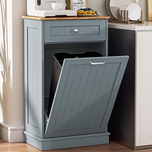 Spurgehom Trash Can Cabinet 13 Gallon, Garbage Cabinet with Drawer