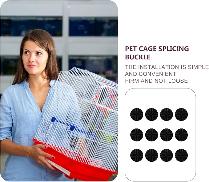 Mipcase 36 Pcs Pet Cage Buckles Black Cage Connectors for Dog Playpen Panels Portable Plastic Fixed Buckles for DIY Fence Assembly Detachable Closet Clips for Home Storage
