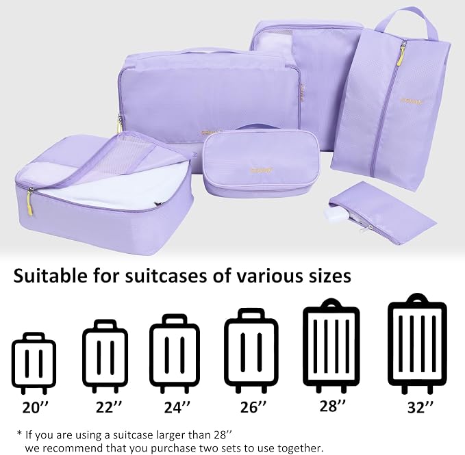 COVAX Packing Cubes for Suitcases, 5 Set Travel Luggage Organizer Bags and Storage Packing Cubes for Women Men, Purple