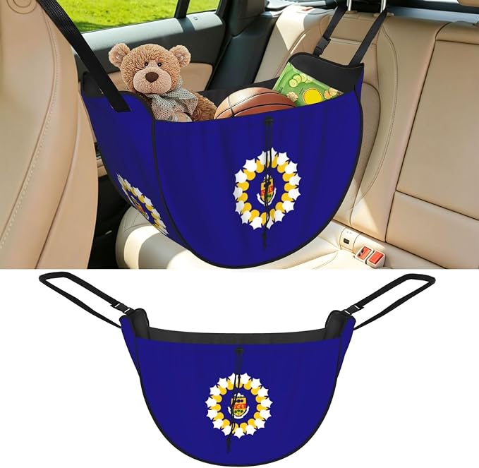 Oshawa Flag Car Seat Organizer-Backseat Storage Bag for Travel | Waterproof Durable. Holds Snacks Gear Essentials. Fits Most Cars.