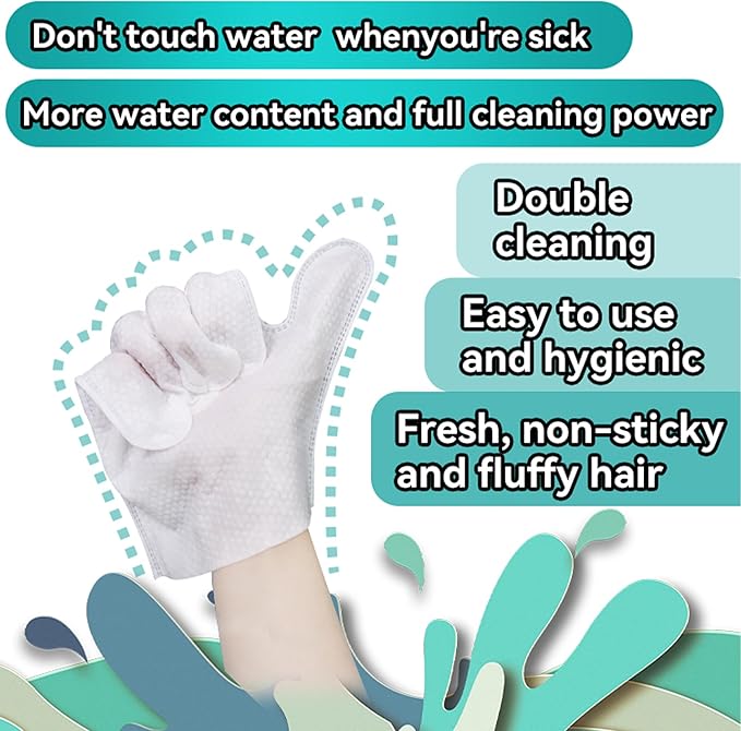Pet Wipes 3-in-1 Kit for Dogs & Cats - Pet Cleaning Gloves, Ear Cleaner Finger Wipes & Body Wipes, Hypoallergenic Thickened Formula, Deodorizing & Rinse-Free for Grooming Travel