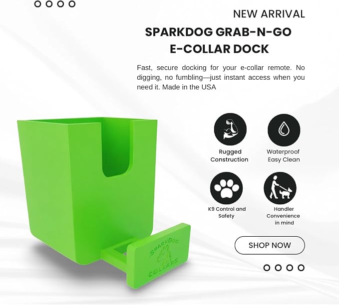 SparkDog GrabNGo E-Collar Dock, Fits Large RuffLand (Green, Standard) | Crate-Mounted Holder for E-Collar Remote & Strap, Durable K9 Accessory for Dogs, Made in USA
